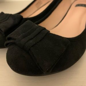 Black Block Heels with Bow Detail